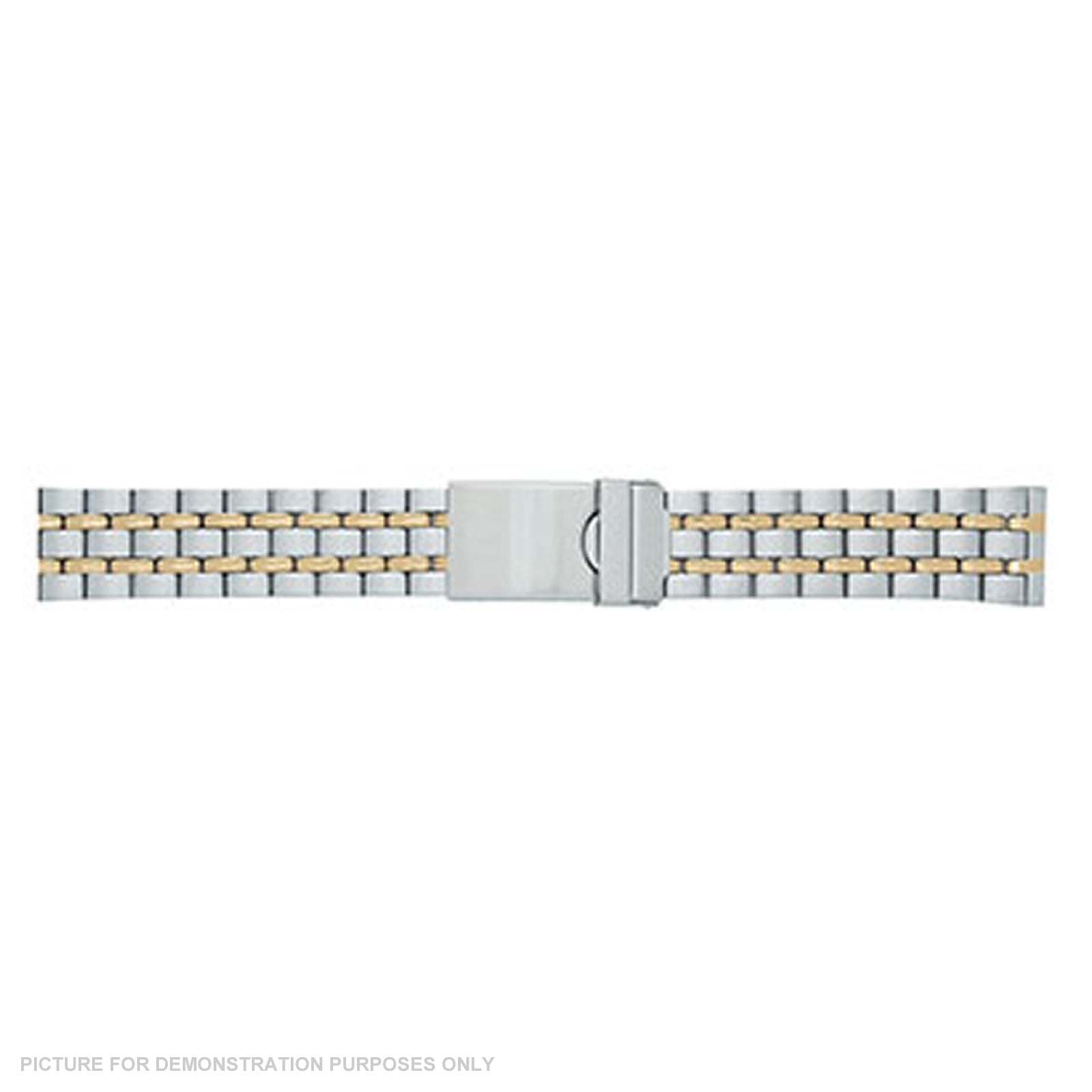 Gents 20mm Stainless Steel Two Tone Watch Strap with Safety Clasp